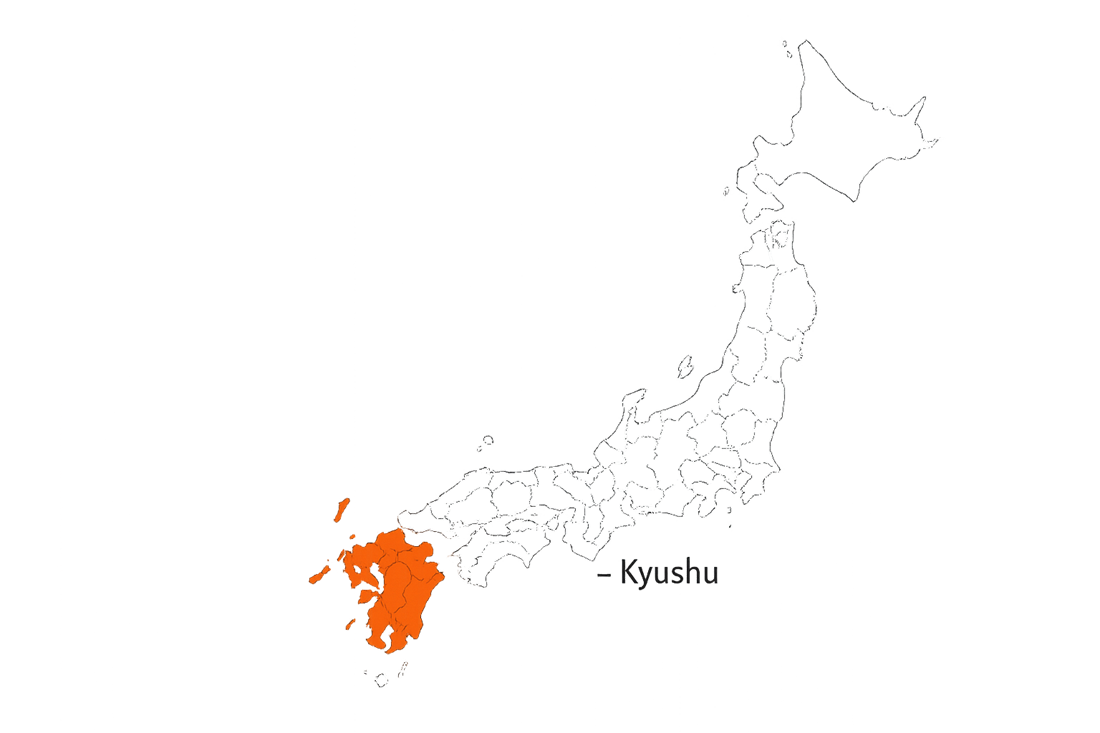 Map of Japan with Kyushu highlighted